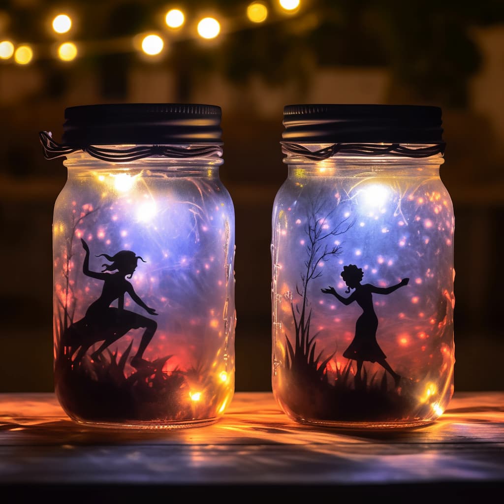 LED fairy mason jar lights on a table