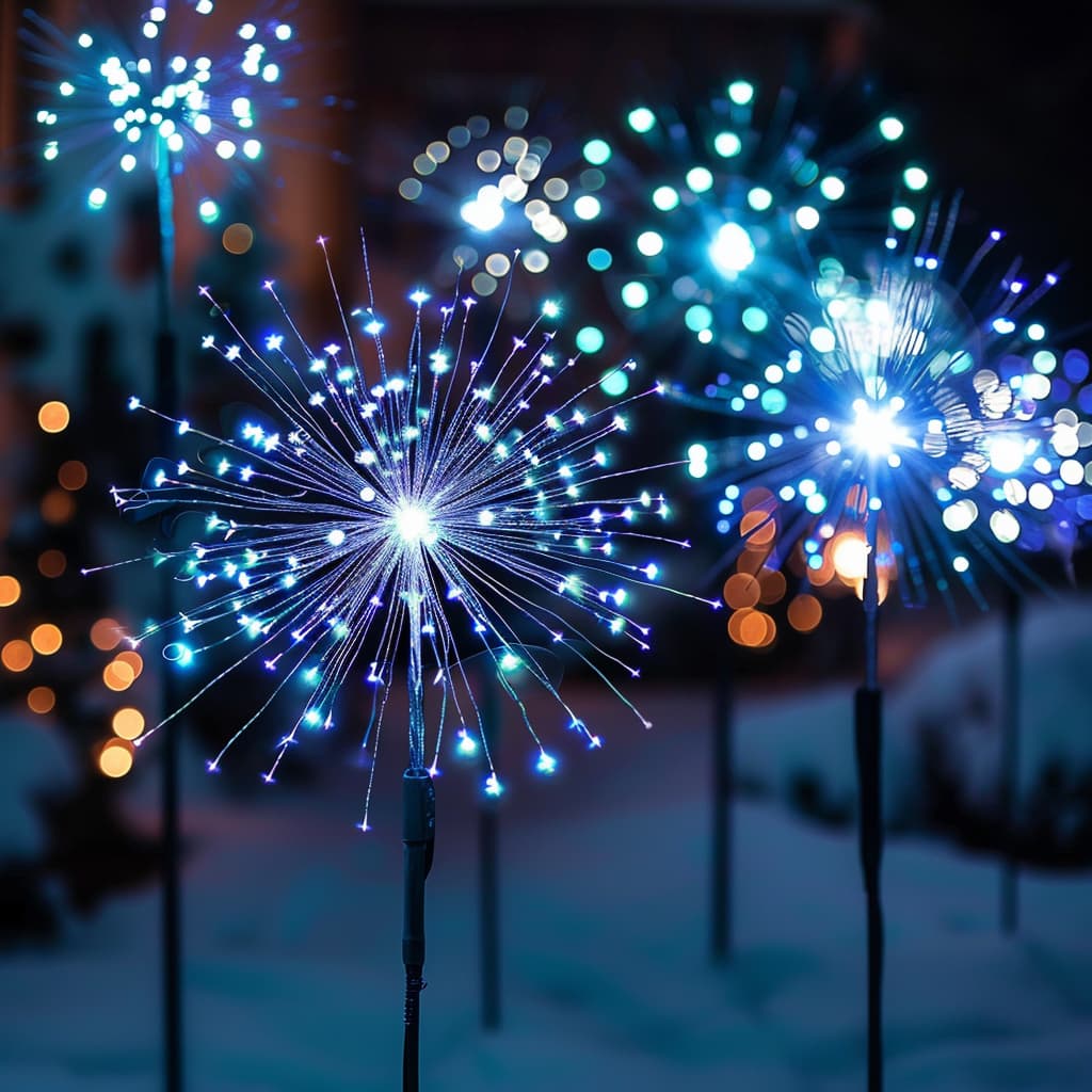 LED lights shaped like fireworks