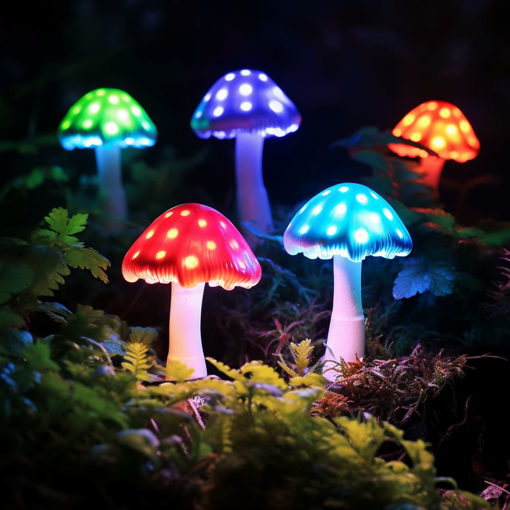 Colorful mushroom-shaped LED lights