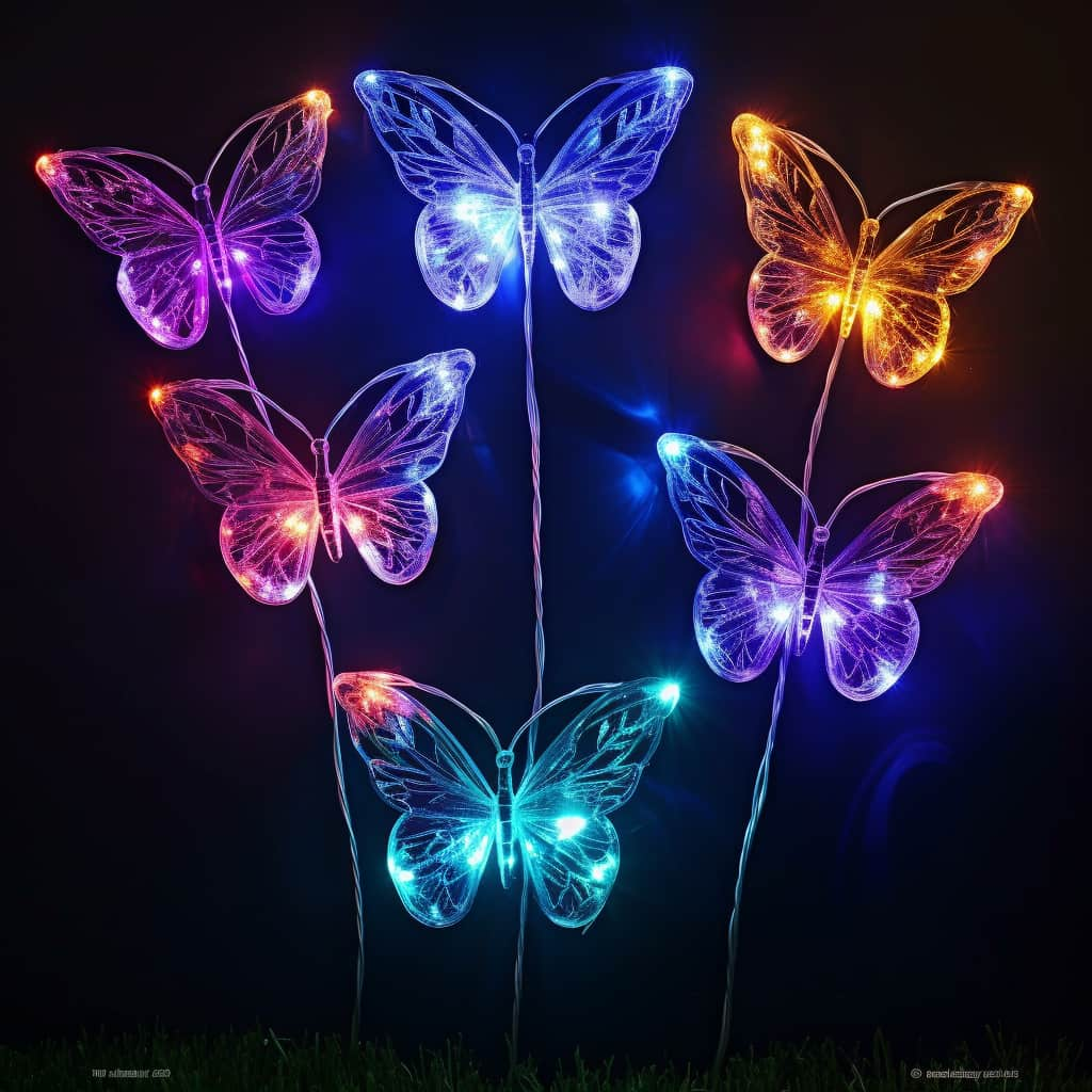 Colorful solar figurine lights shaped like butterflies