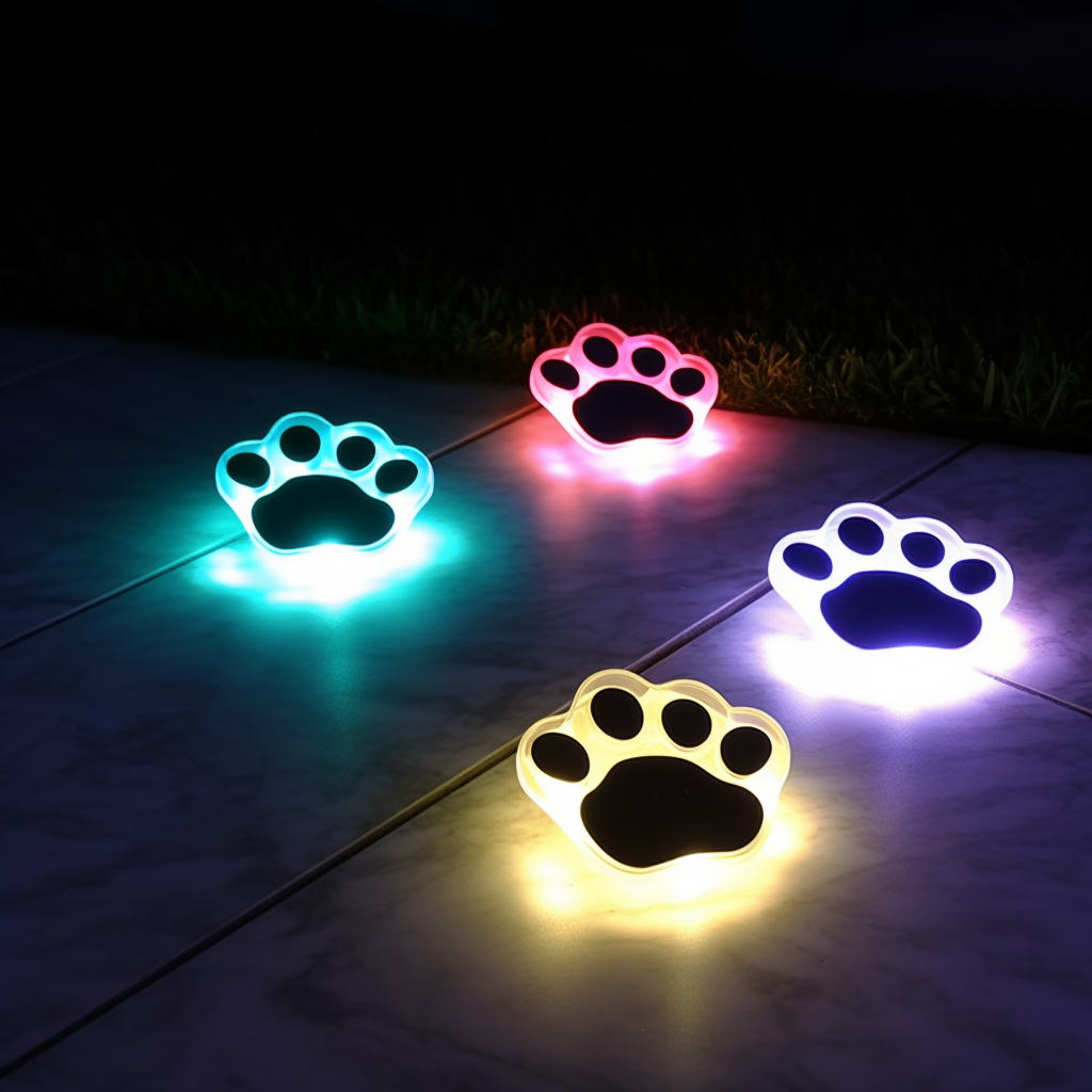 Paw-shaped multicolor outdoor lights