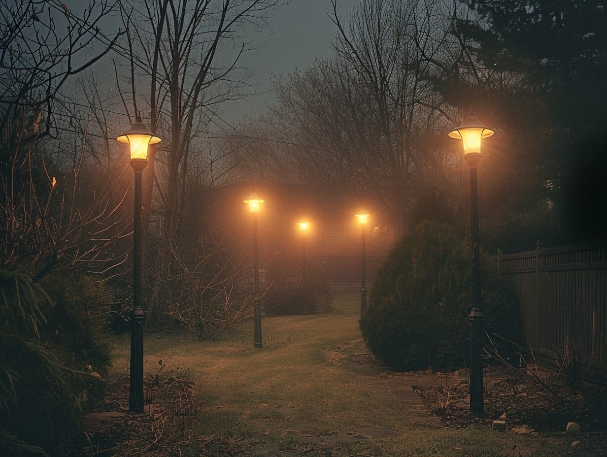 Light pollution caused by multiple lamp posts