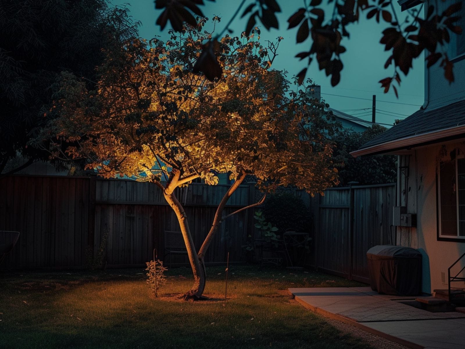 Tree fading effect created by smart LED lights 