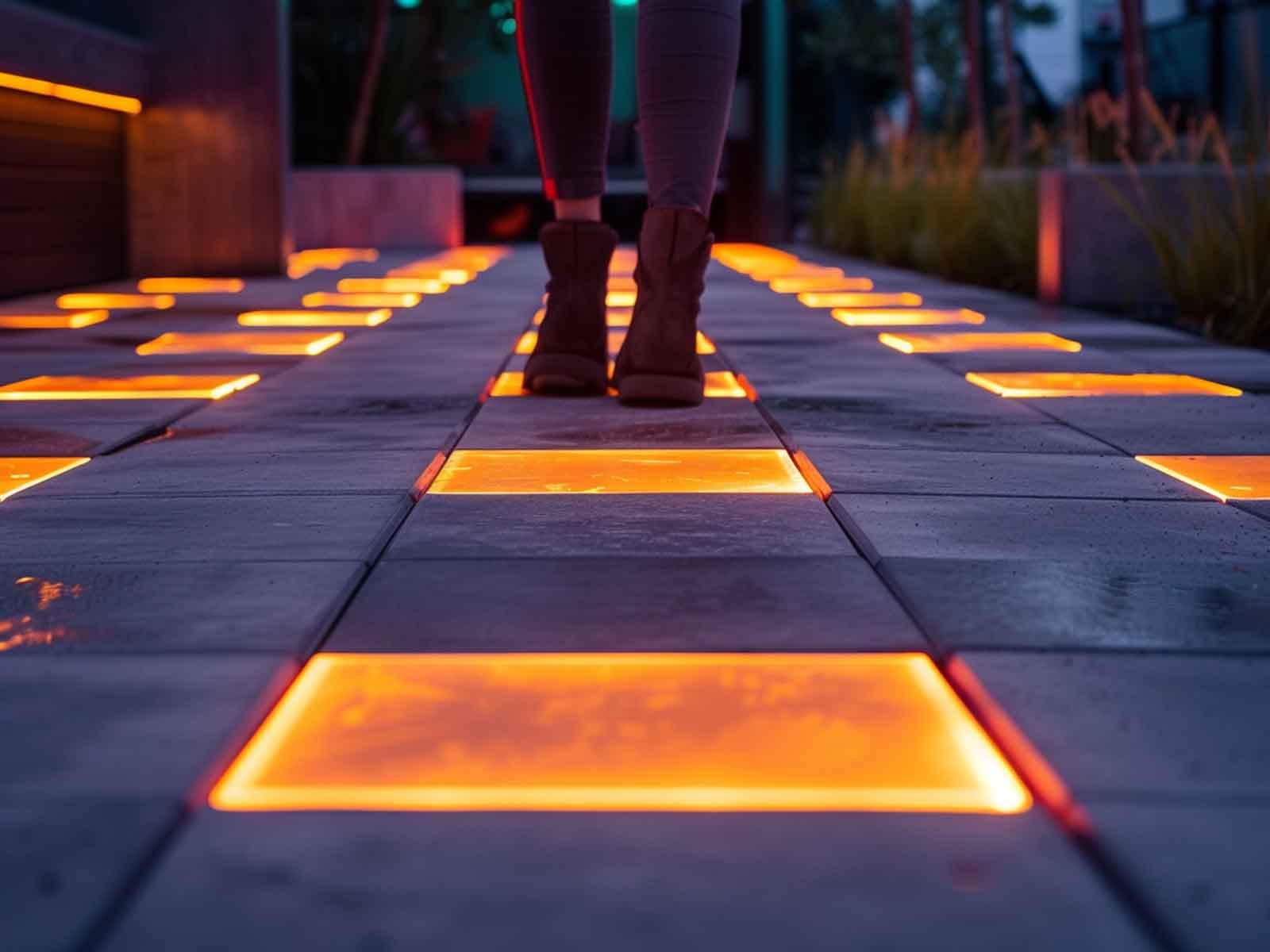 Motion sensor interactive pathway lights in a garden