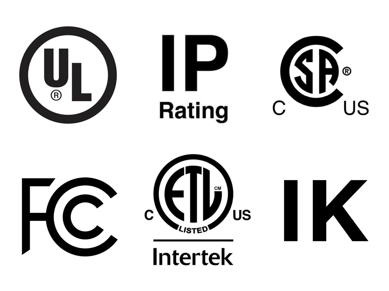 Symbols of outdoor lighting certifications 