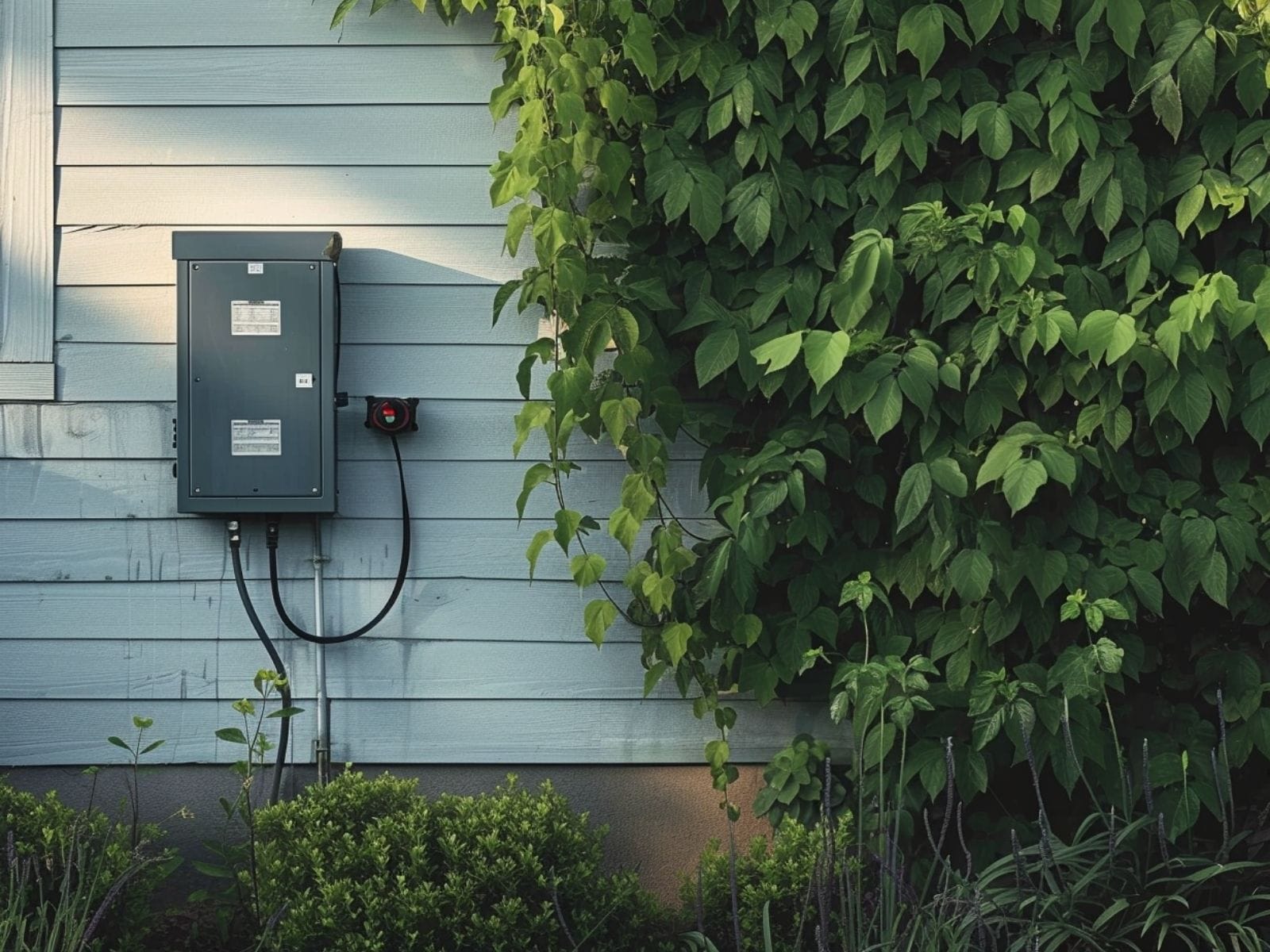 A transformer installed on a wall for outdoor lighting purposes