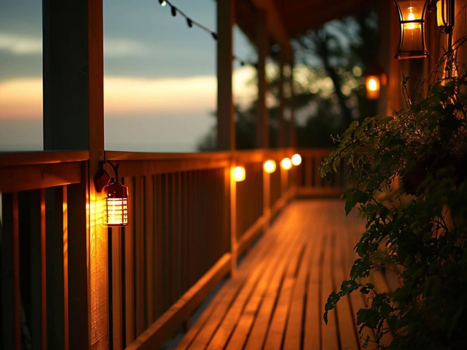 Warm-tone solar LED deck lights installed on deck edges