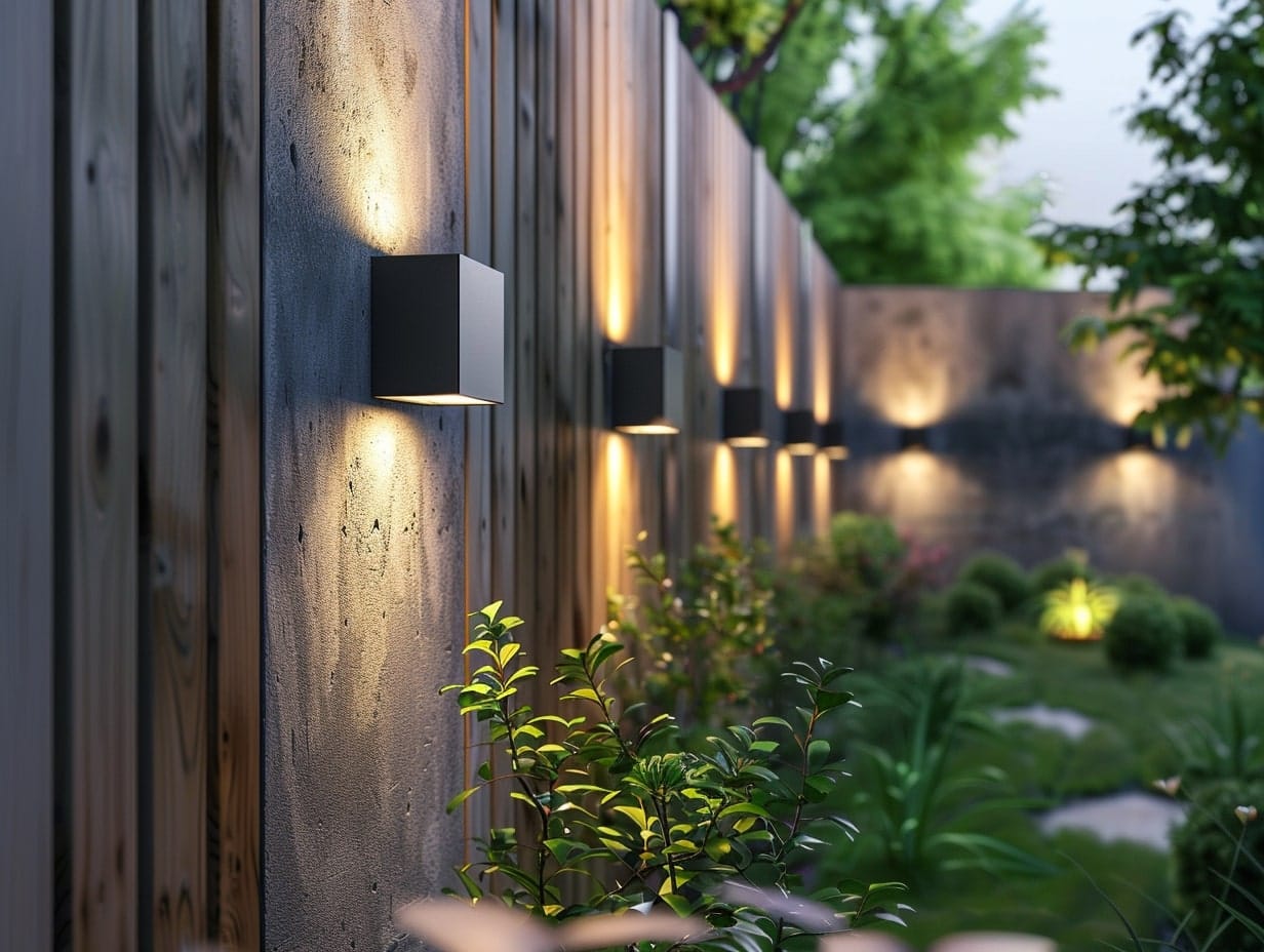 Consistent lighting design on a garden wall