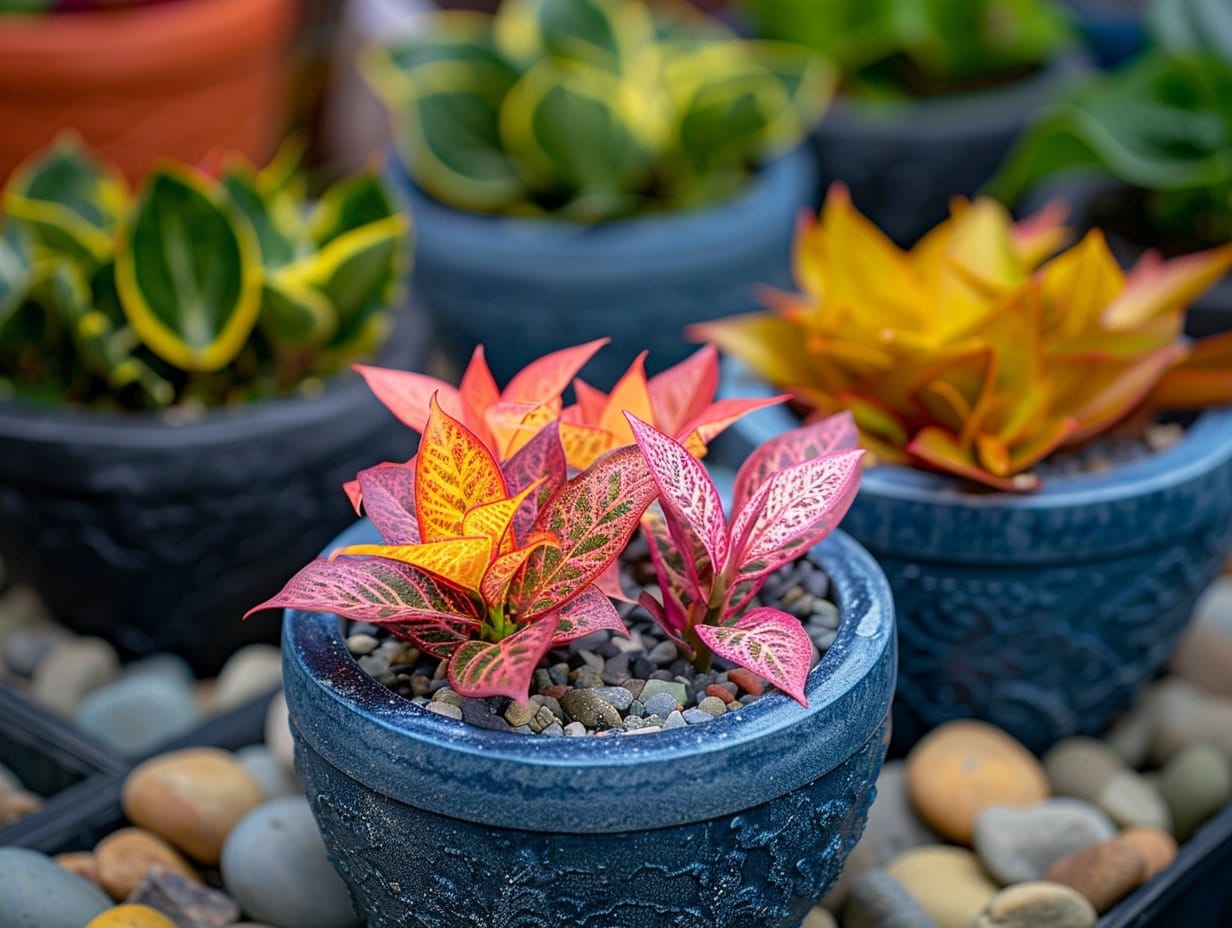 Gravels added to a small potted plant