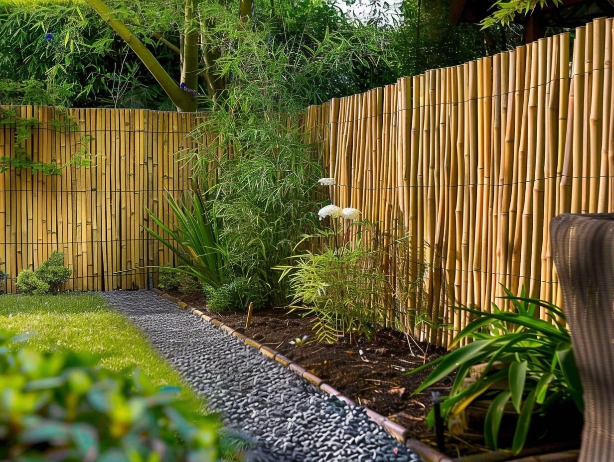 Bamboo screens used for garden edging