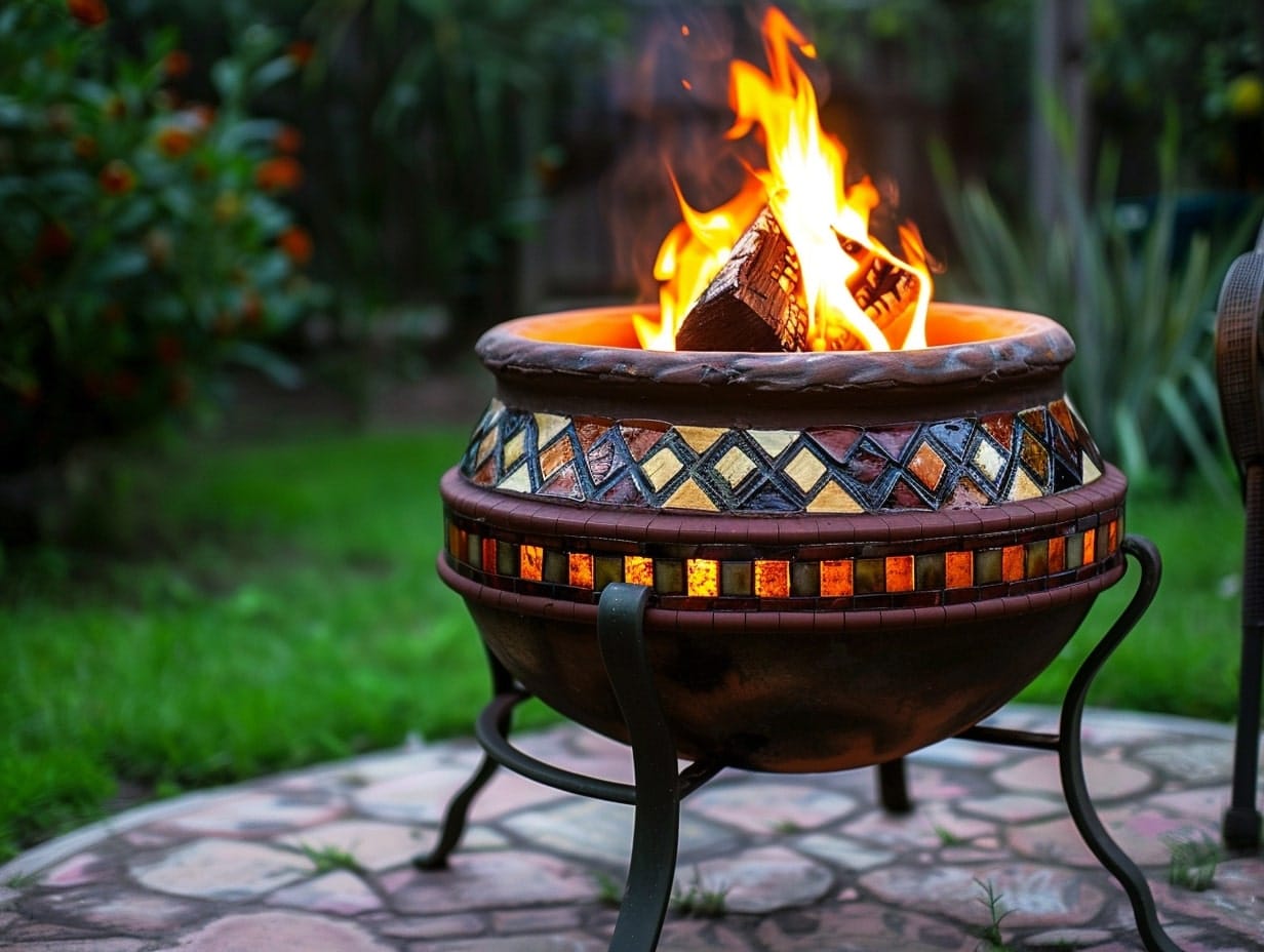 An artistic ceramic fire pit