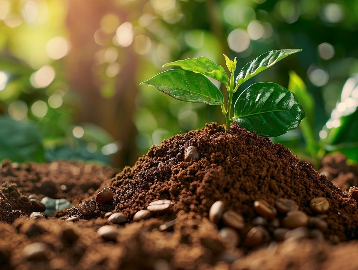 Coffee powder being used as fertilizer for plants