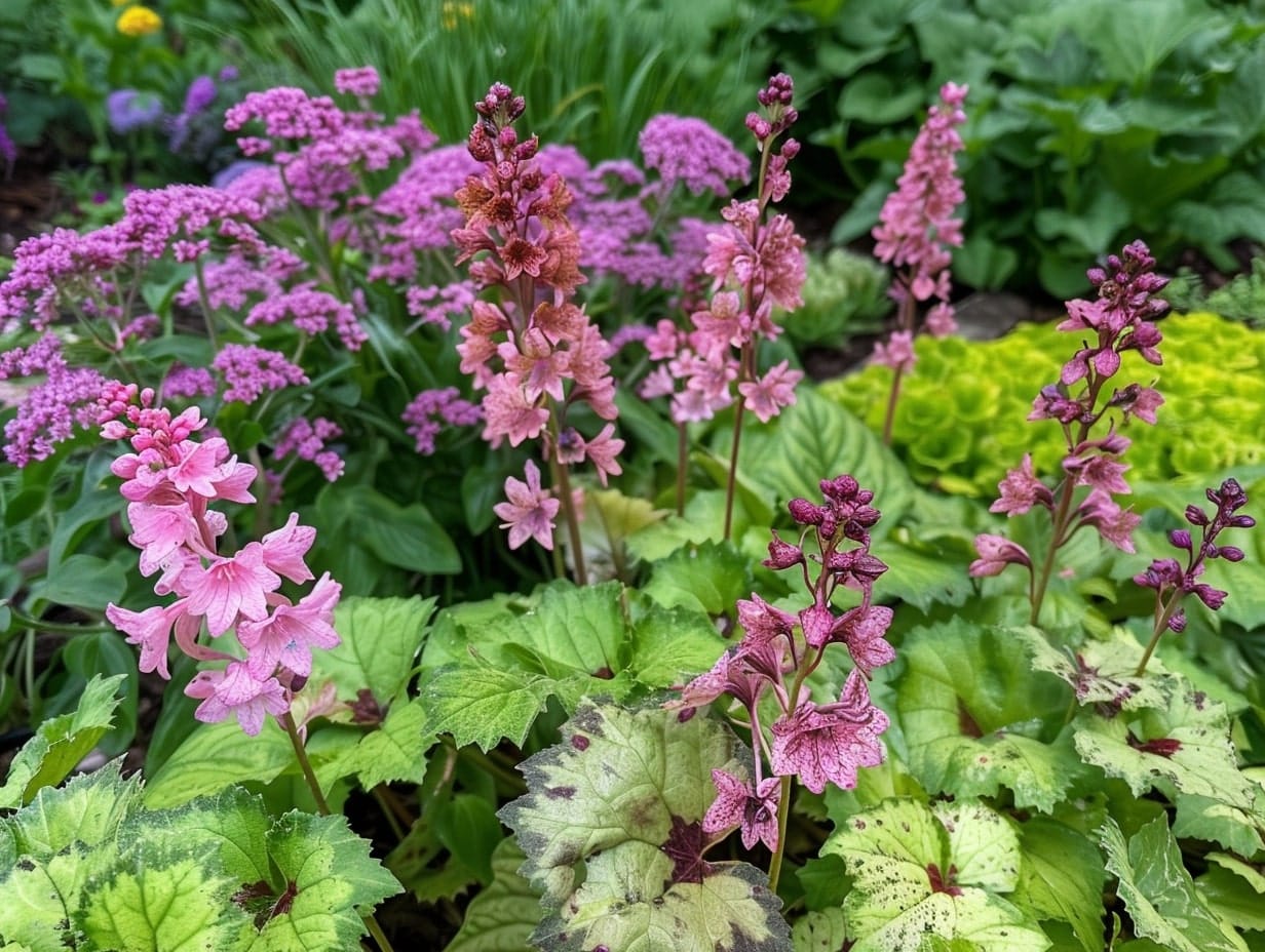 Coral bells growing in a garden