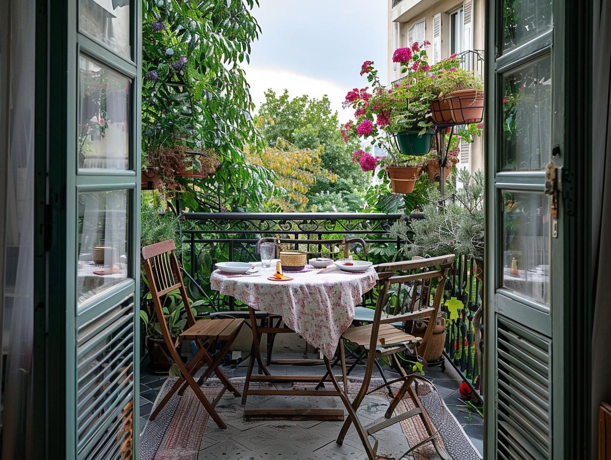A cozy dining setup installed in a small balcony