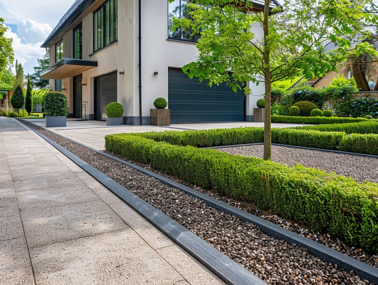 A driveway with clearly defined edges and boundaries