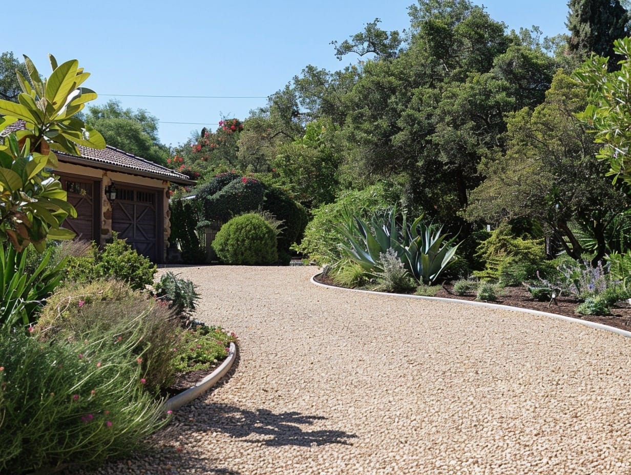 A driveway filled with gravels for landscaping purposes