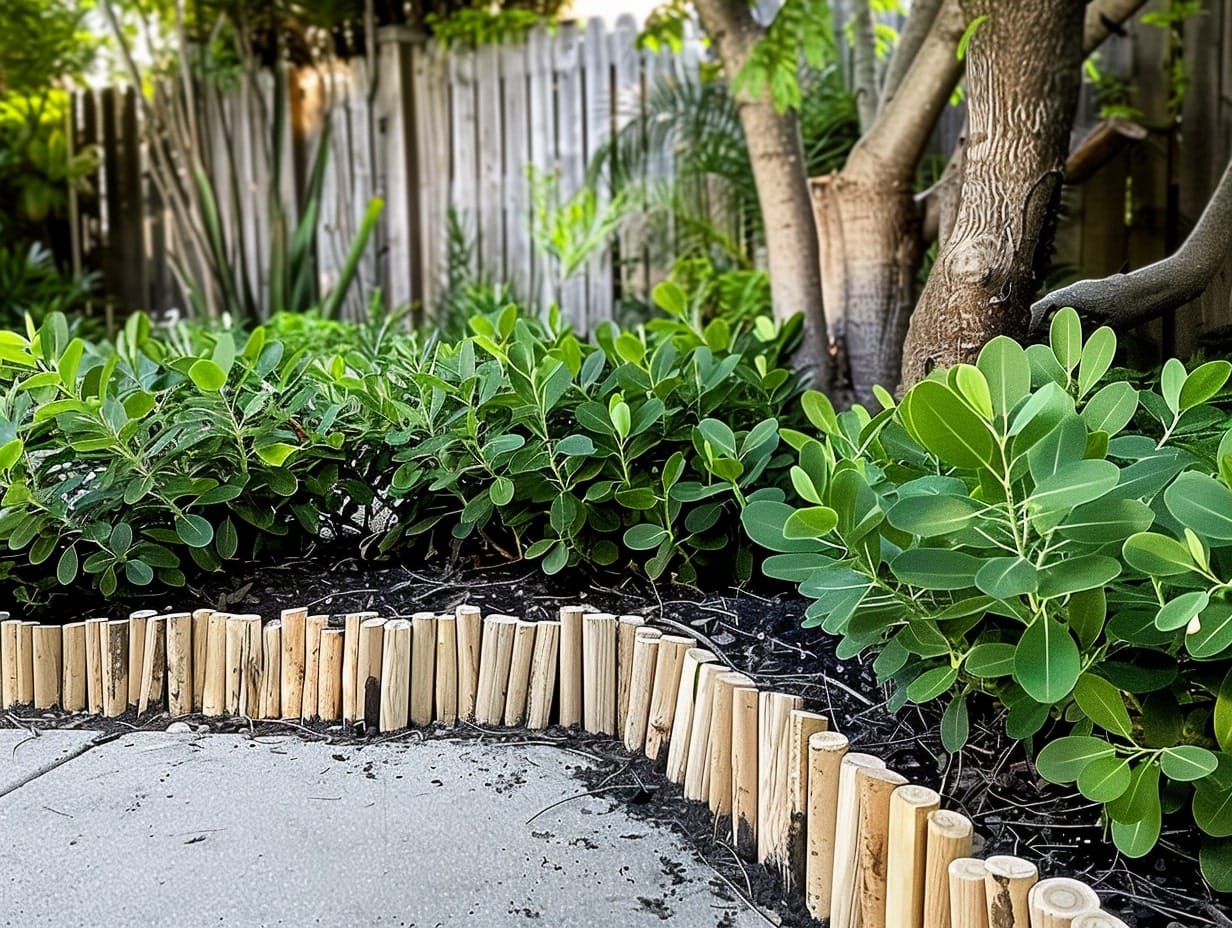 A garden border made from Eucalyptus 