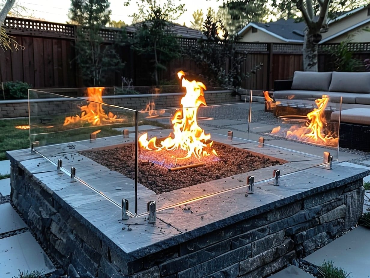 A fire pit enclosed with heatproof glass