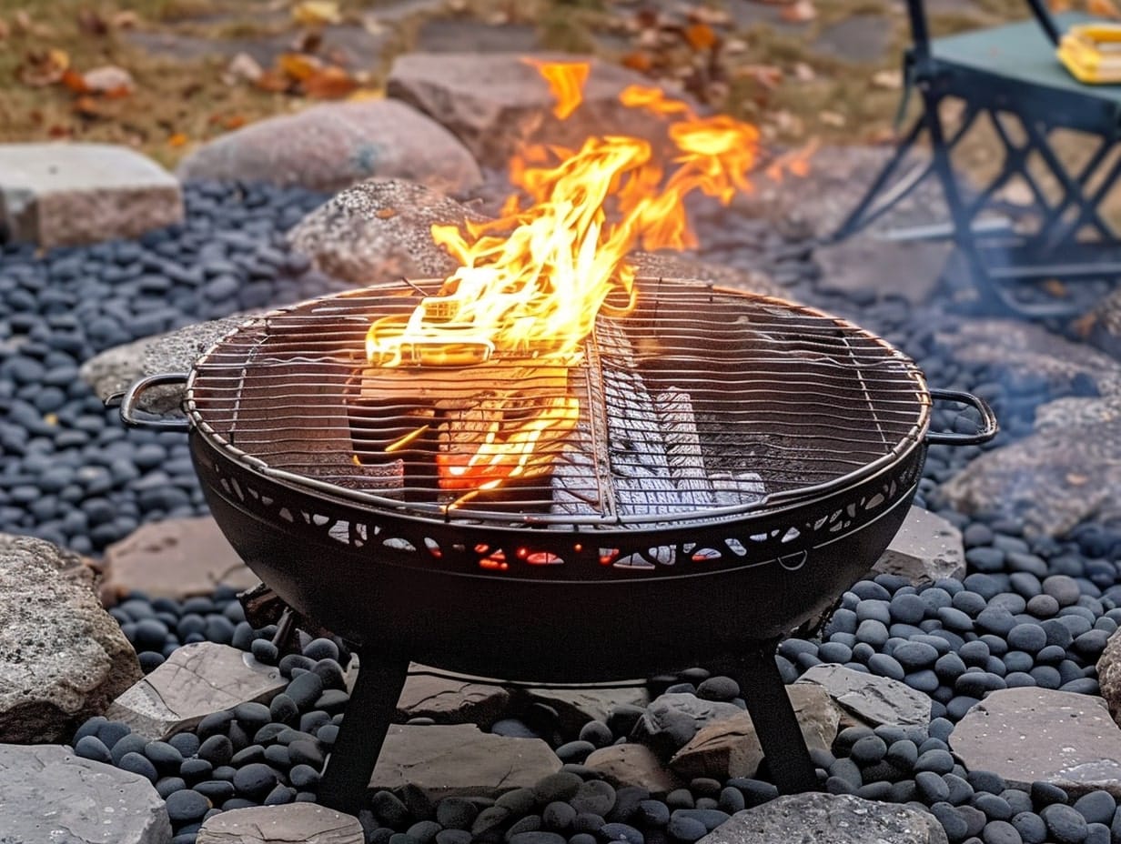 A fire pit with grill 
