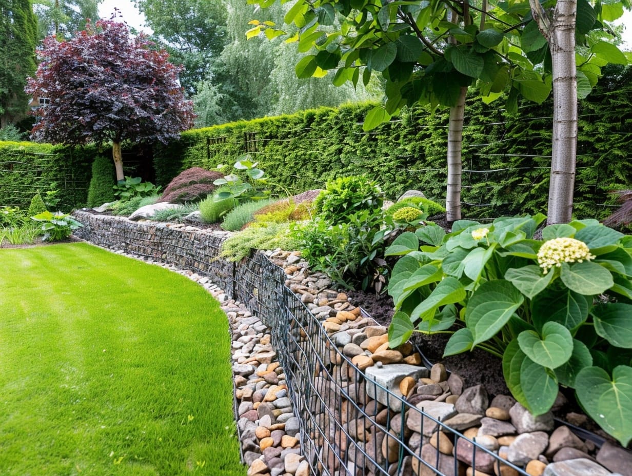 A Gabion wall doubling up as a garden border