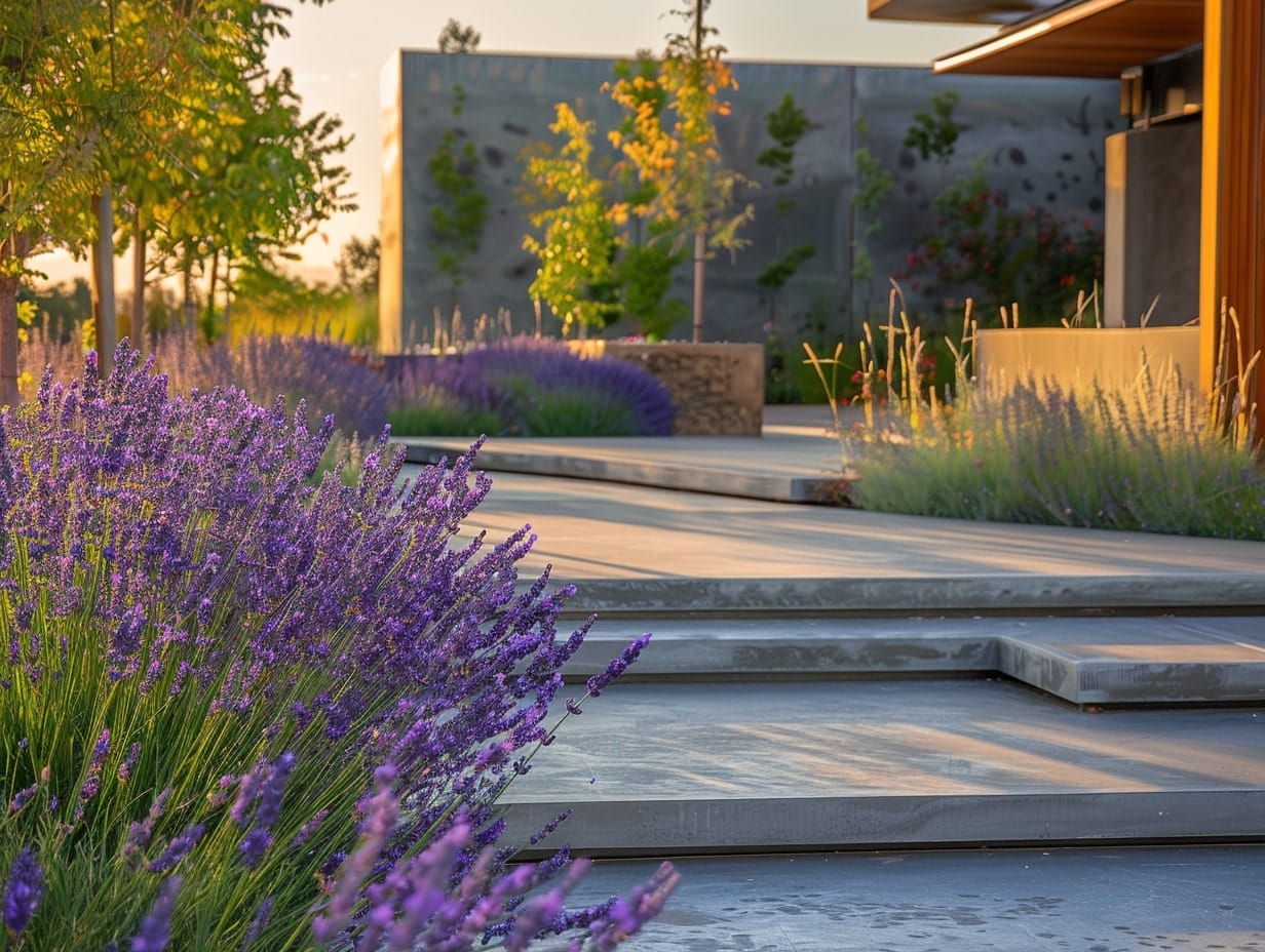 Lavender plants growing in a front yard