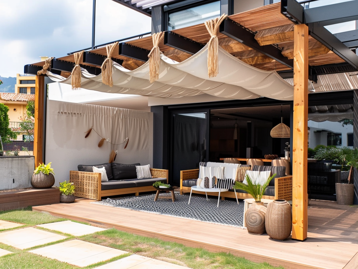 Different materials and styles used to cover a patio for shade