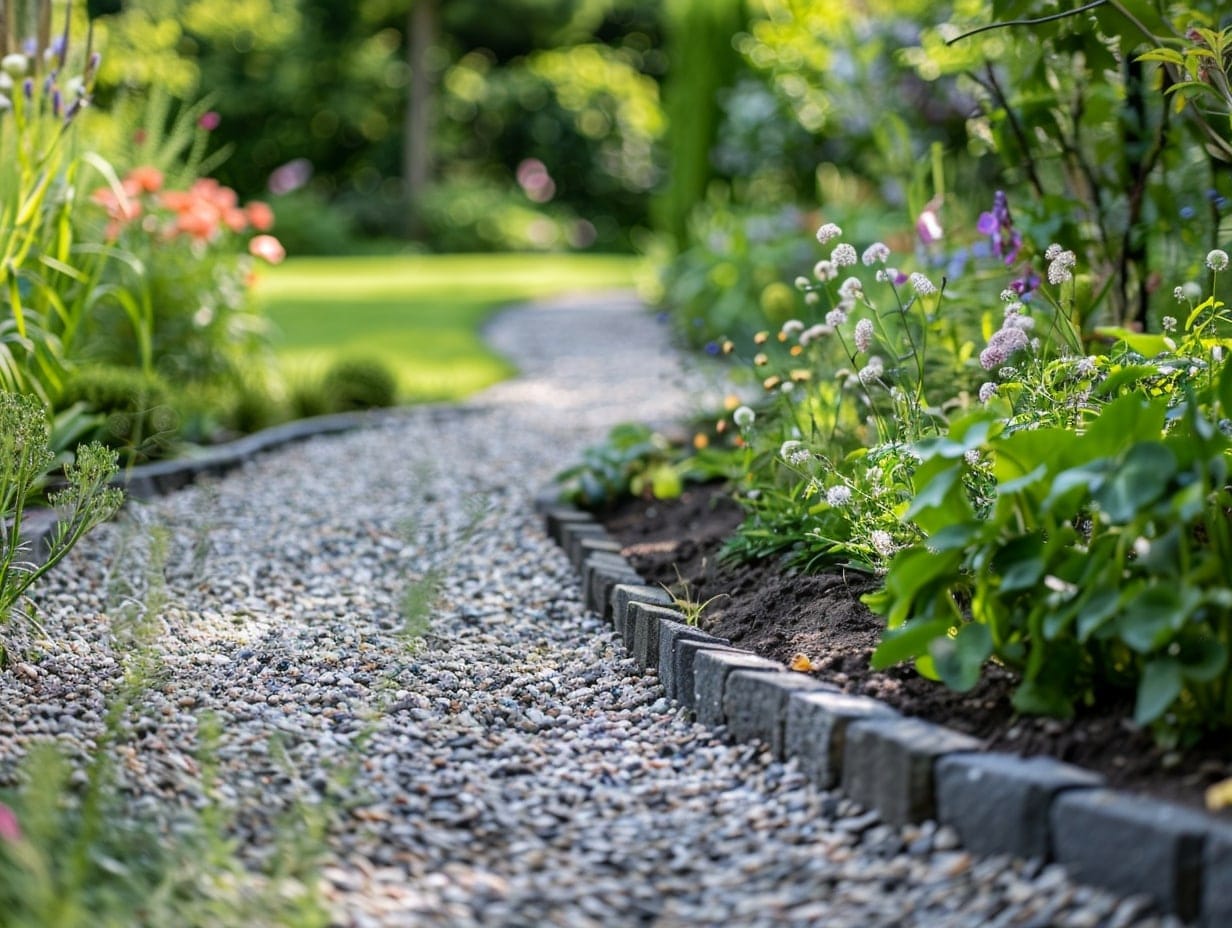 A garden border made from pea gravel