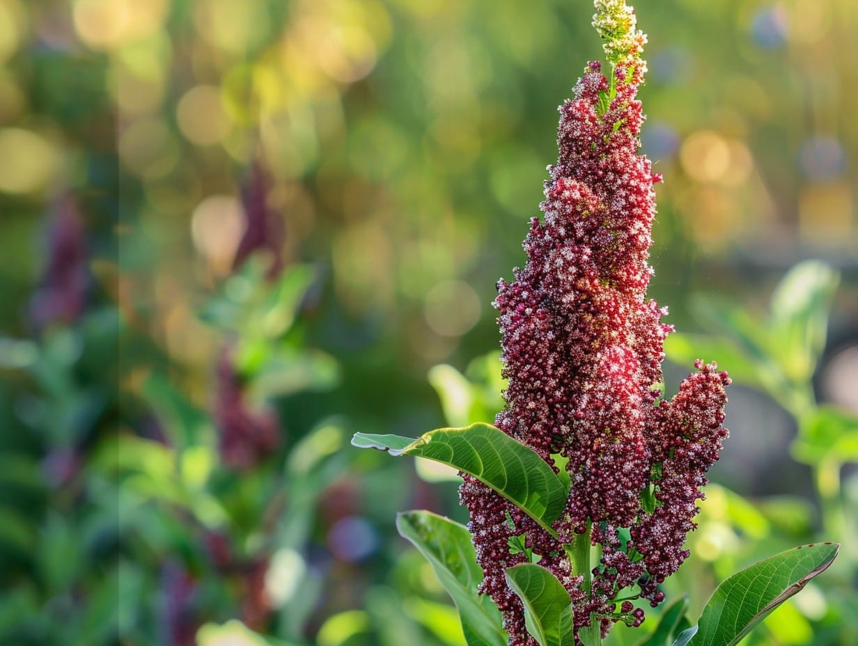 A quinoa plant growing in the garden