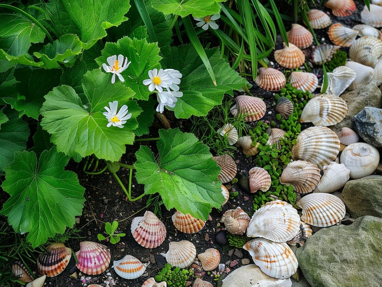 A garden border made using sea shells