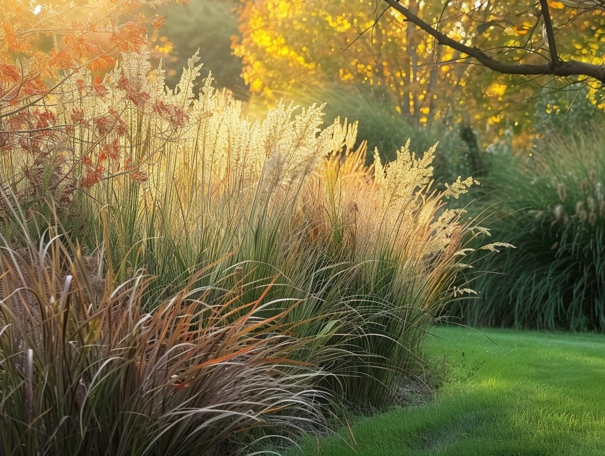 Switchgrass growing in a garden