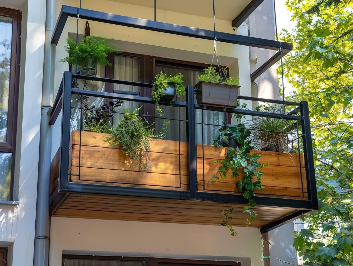 Weather-resistant art and decor items in a small balcony