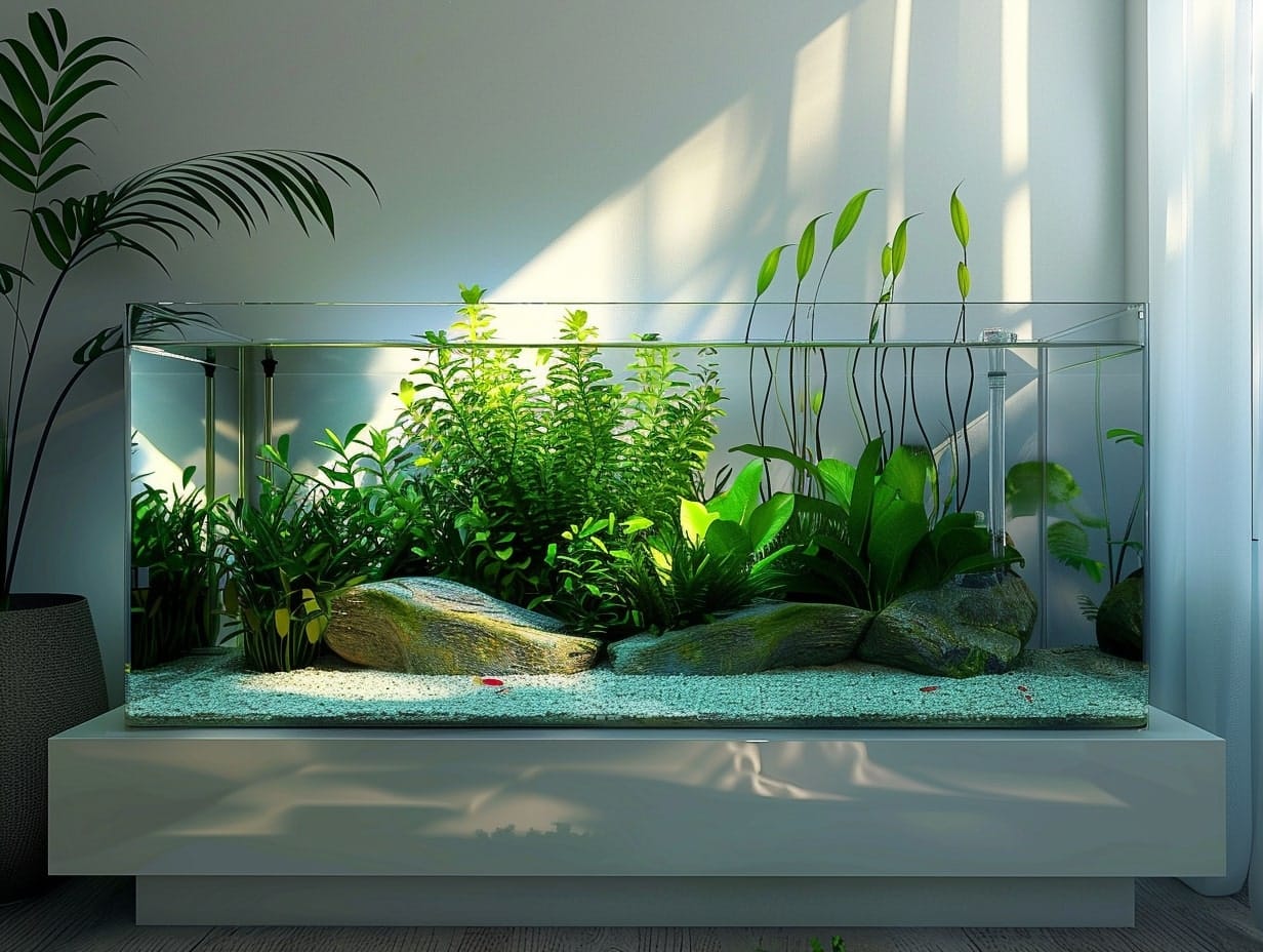 Aquatic plants grown in a fish tank