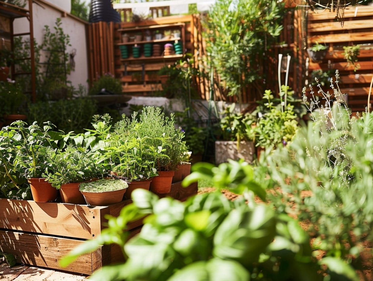 A garden with aromatic herbs