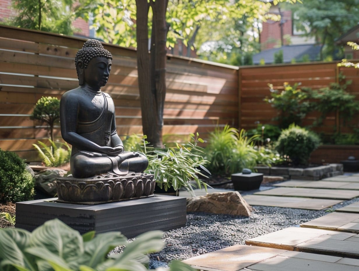 Buddha statues used for a calming effect in a garden
