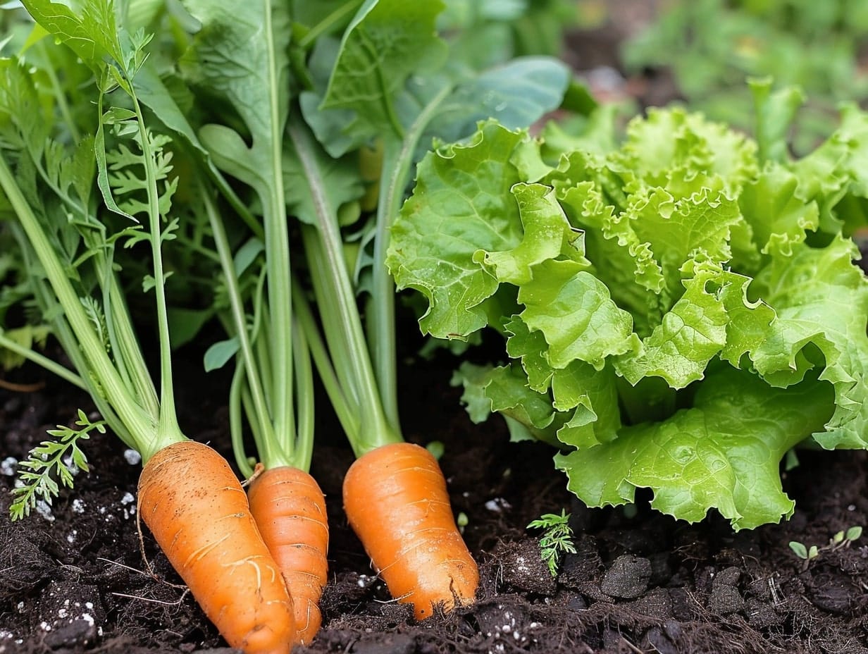 Carrots and lettuce grown together for companion planting