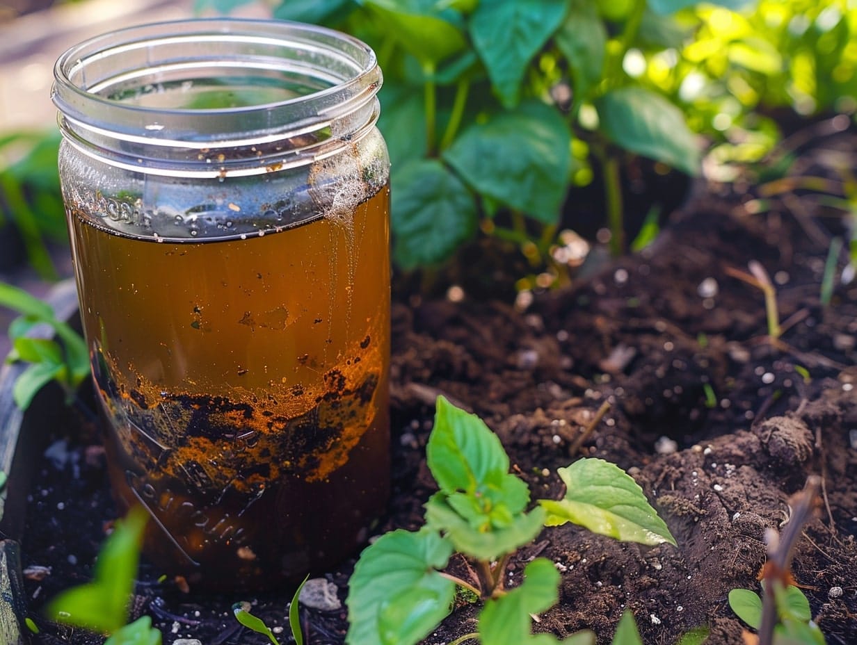 Compost tea used to boost plant growth in a garden