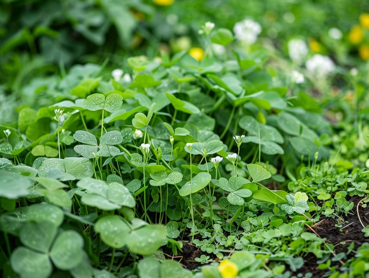 Clover plants grown in a garden