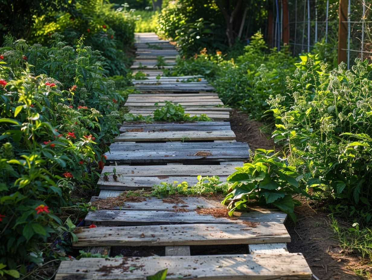 Pallets cut to line a garden pathway