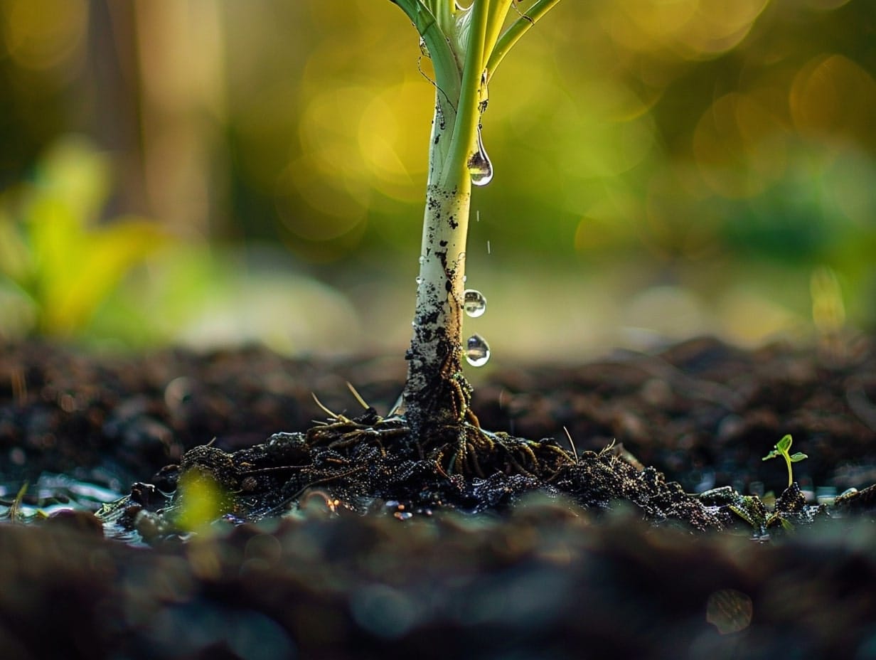 A drip irrigation system used to water plants 