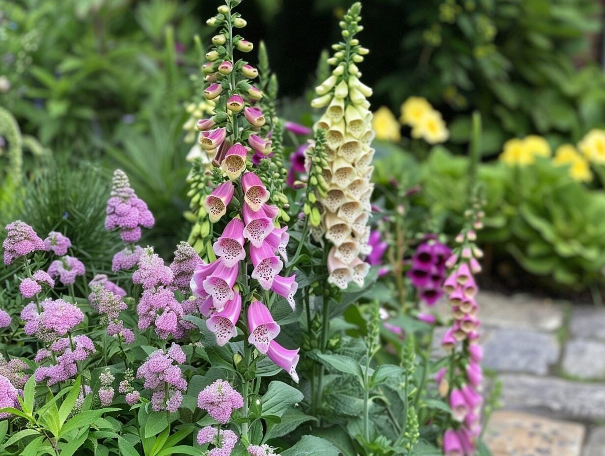 Foxglove plants in a garden