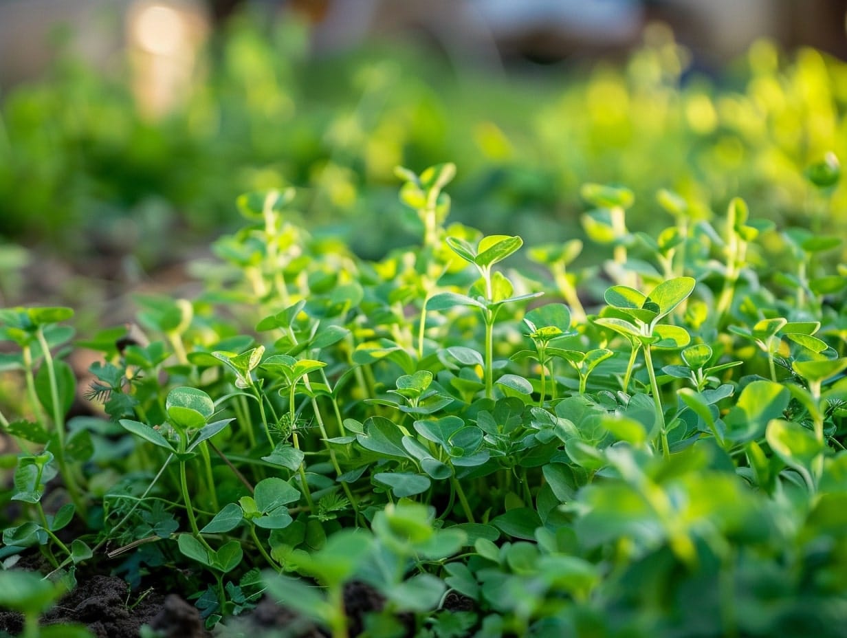 Alfalfa, also known as green manure plants, in a garden