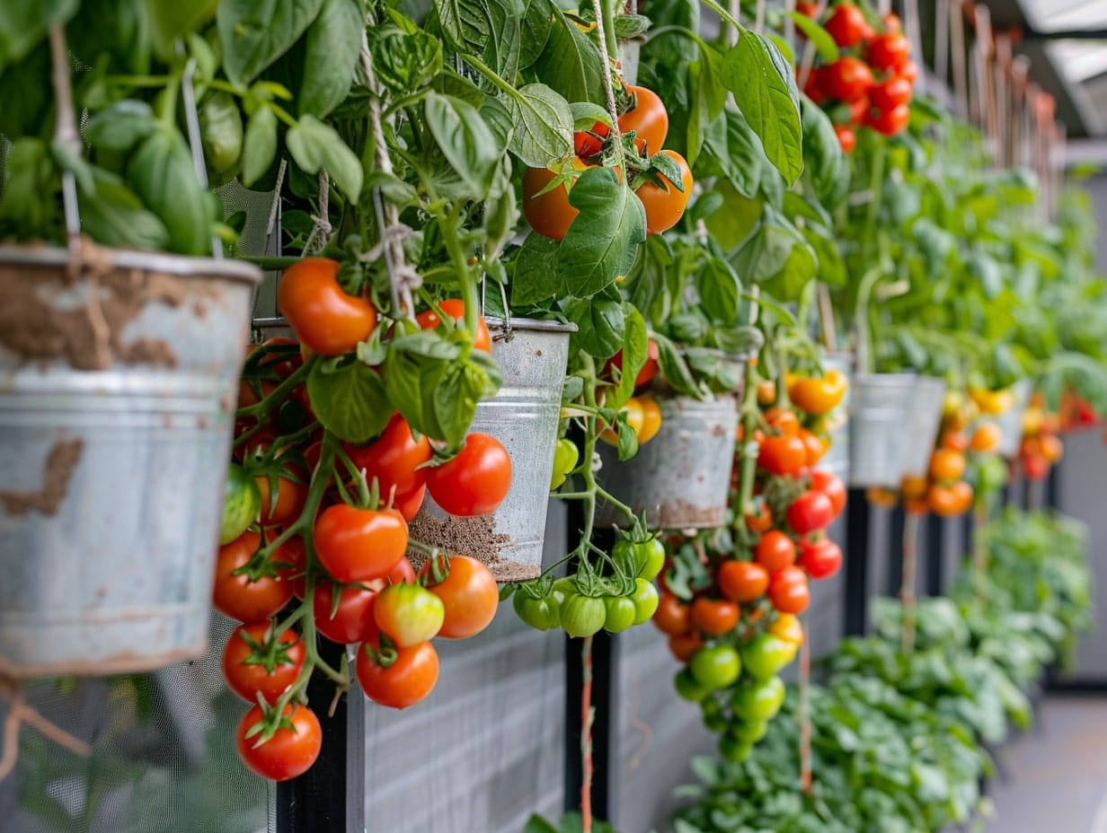 Multiple hanging vegetable gardens