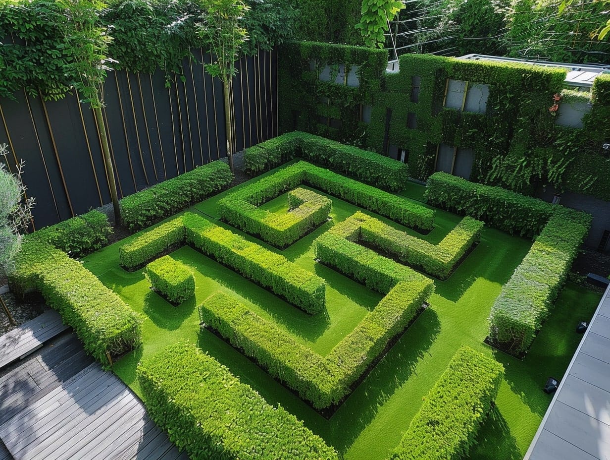 A small hedge maze in a garden