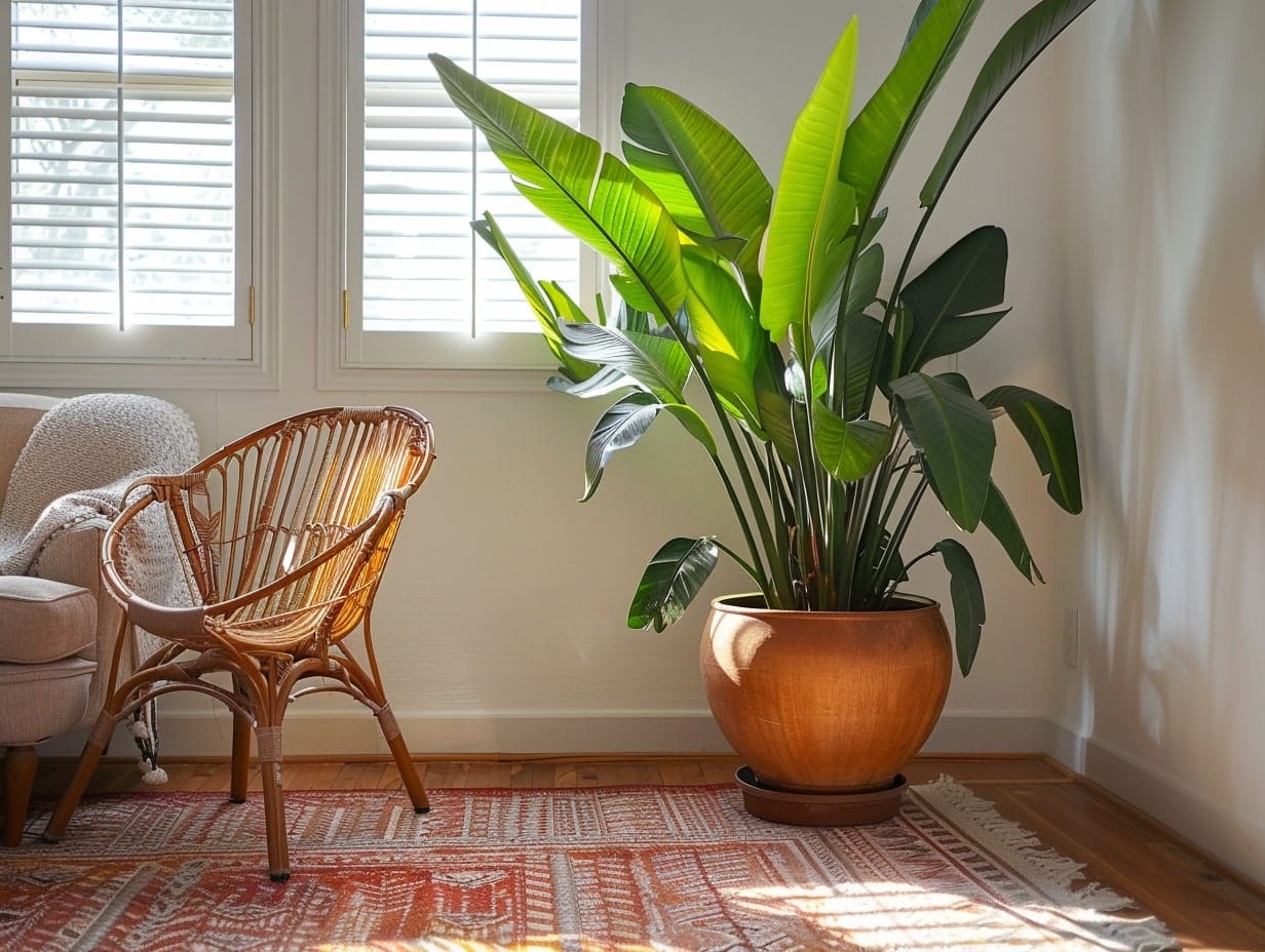 A large potted planter placed in the corner of a room