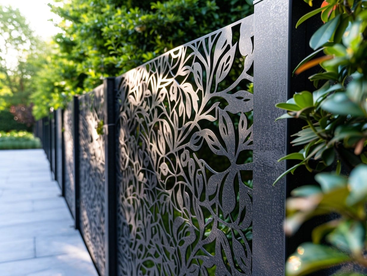 Laser cut metal used to create a garden fence 