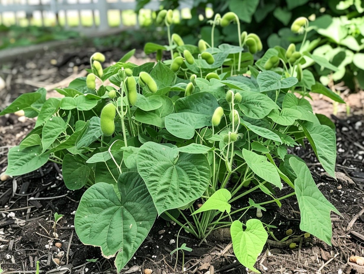 A bean plant used to enrich soil naturally in a garden