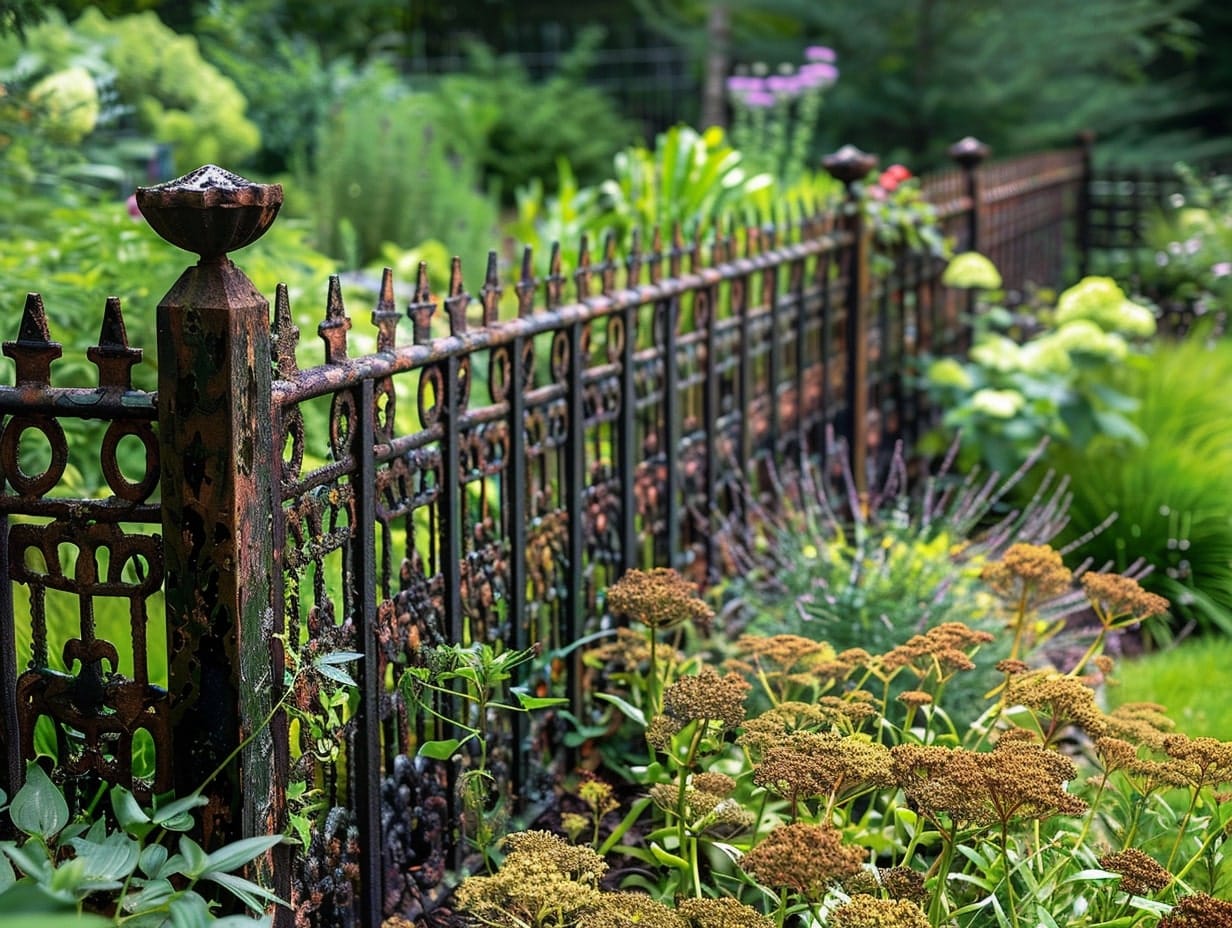 Old iron repurposed to build garden fences