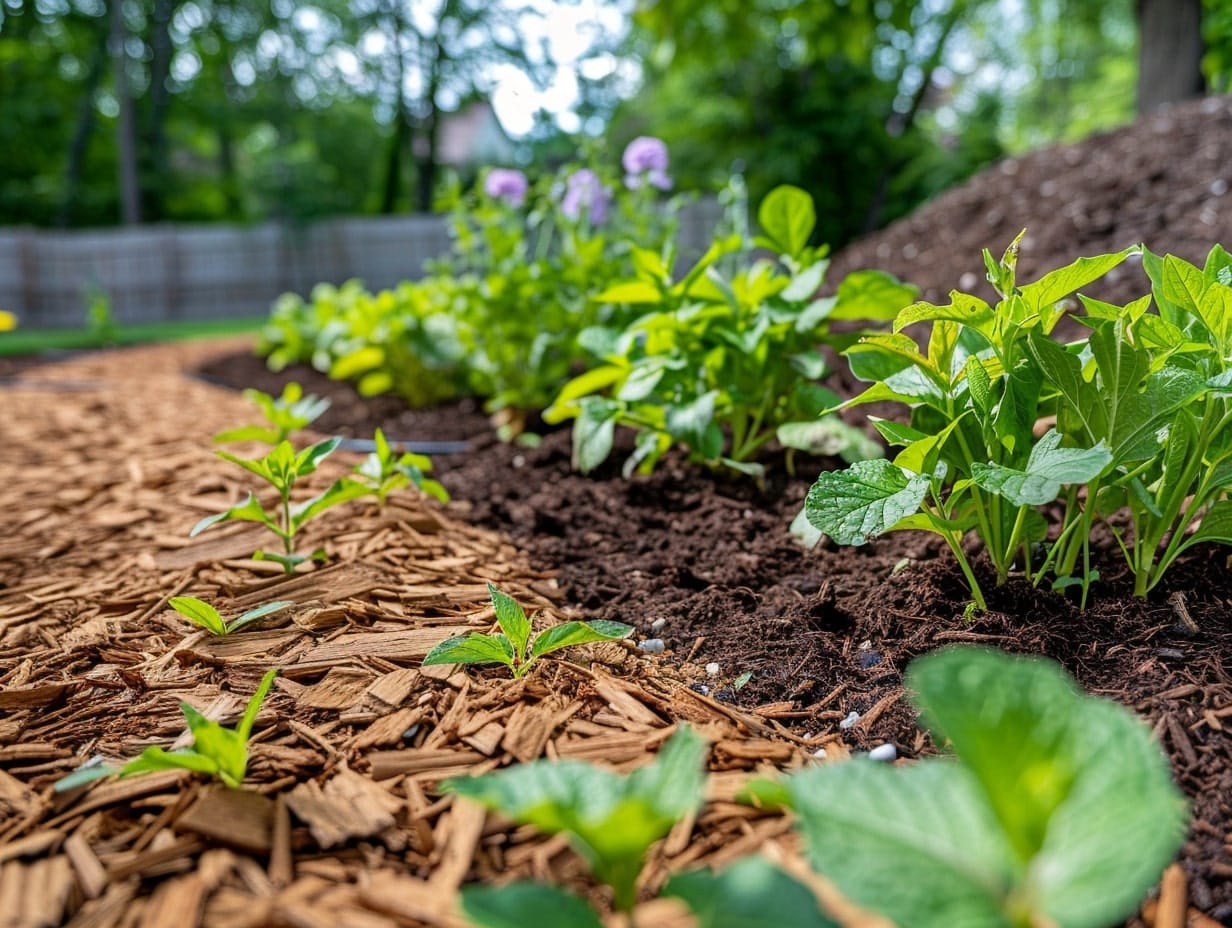 Organic mulch used to supress weed growth in a garden