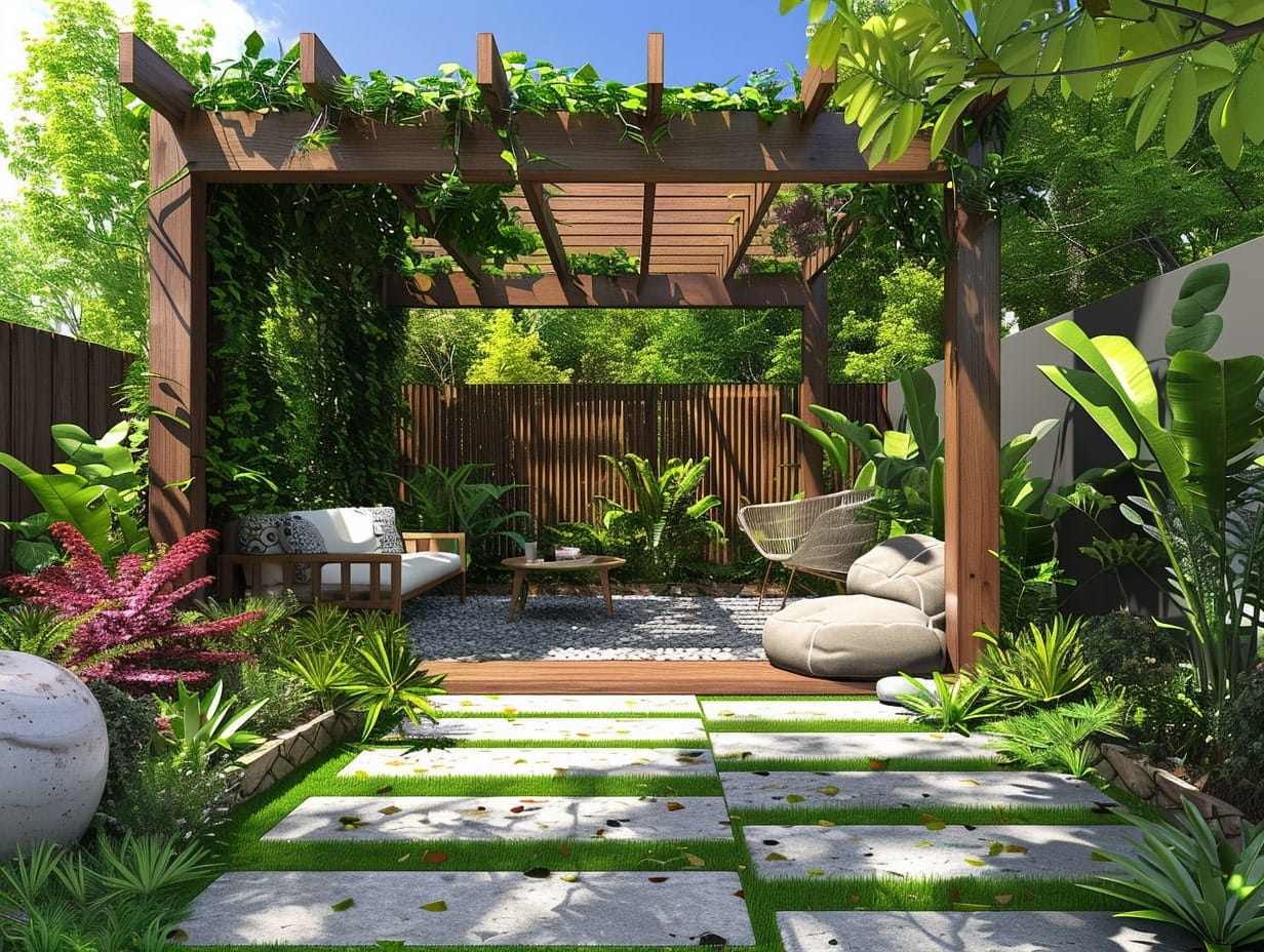 Pergola used for relaxing in a garden