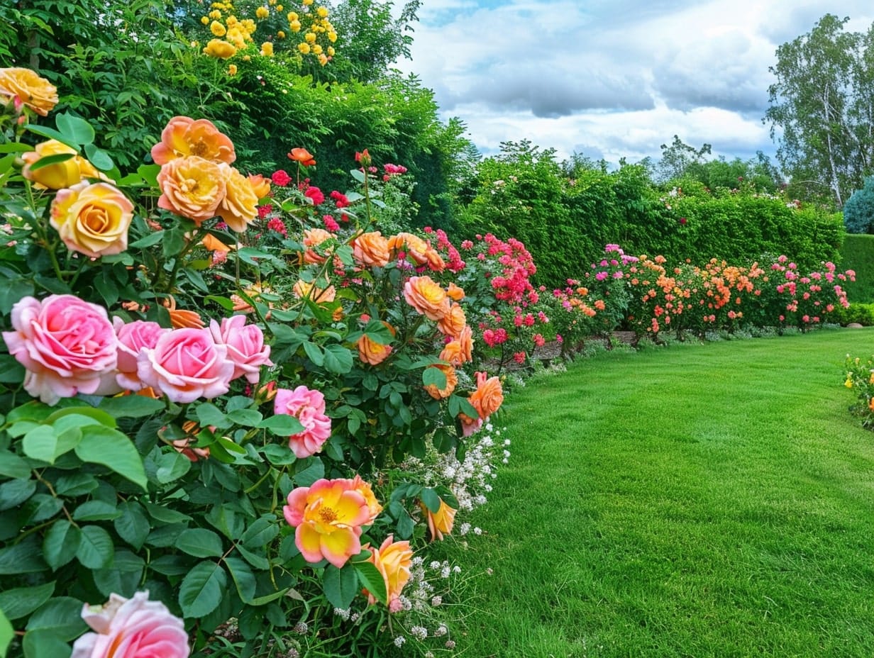 A garden with different varieties of roses